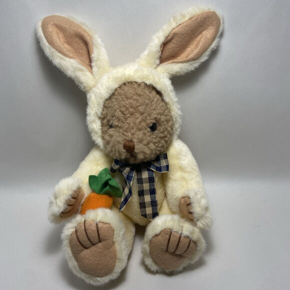 ABC Distributing Bear and Bunny 2in1 Plush Toy with Carrot Size 11" Brown/Cream - Picture 1 of 8